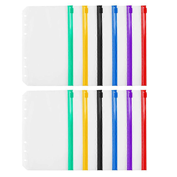 12 stk. Multipurpose Binder Lommer Løse Bladposer til 6-Rings Notesblok Studenter Papirvarer