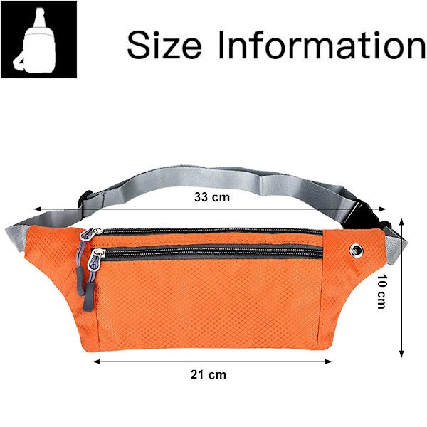 Pieni vyölaukku, kevyt ja kestävä vyötärölaukku, vedenpitävä olkalaukku, kukkaro orange