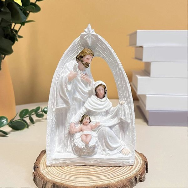 Pyhän Perheen Hartsi Figuriini Seimiasetelma Adventtipatsas Joosef Neitsyt Maria Jeesuksen Syntymä Veistos Koti Toimisto Työpöydän Koriste Ornamentti