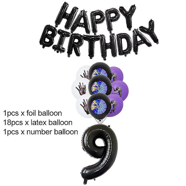 Onsdag Addams Fødselsdagsfest Dekoration Banner Ballon Servise Festlig Begivenhed Forbrugsvarer Hjem Dekoration Kopper Baggrund 20pcs-No.9