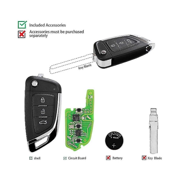 For Xkkf03en Universal Trådfjernkontroll Nøkkel Flip 3 Knapper For Stil For Vvdi Nøkkelverktøy 5 stk/lot