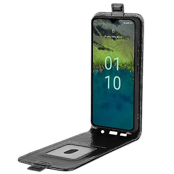 For Nokia C110 Kort Holder Telefon Deksel Crazy Tekstur Vertikal Flip Lærdeksel Black Style A Nokia C110