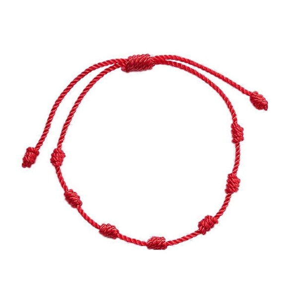 2 st Lyckobringande Röda Snöre Armband 7 Knutar Skyddsrep Amulett Nyårspresent