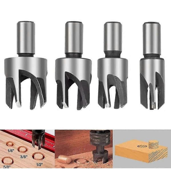 8 stk. Hss Plug Cutter Trebearbeidingskutter Verktøy Trepluggbor Bits Trepluggkutter Bor Bits 6mm/10mm/13mm/16mm