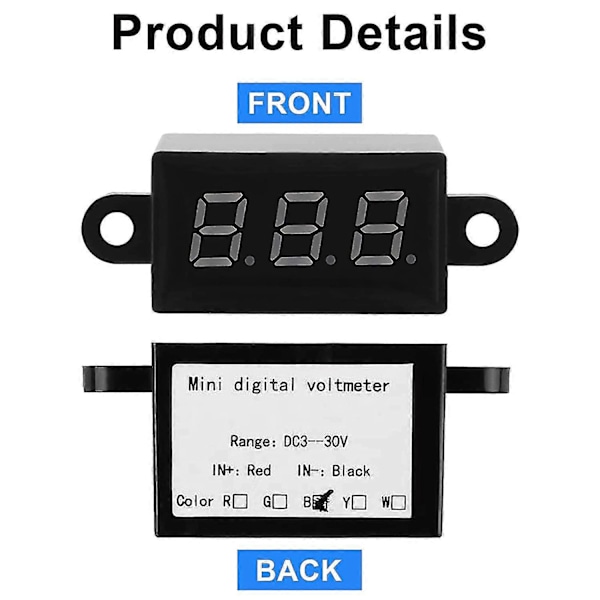 4 stk. Mini Digital Voltmeter 0.28 Tommer 2 Ledninger 3.0v-30v Digital Voltmeter D