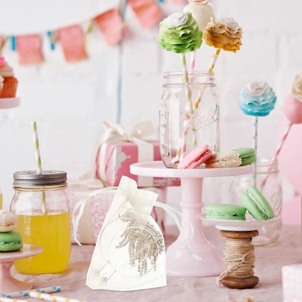 100 stk. Organza Poser Bryllupsgaveposer Smykkeposer Smykke Snøreposer