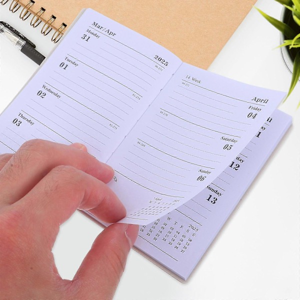 Mini Daglig Skema Notesblok 2025 Kontor Agenda Notesblok Delikat Journalførings Planlægnings Notesbog (A7)