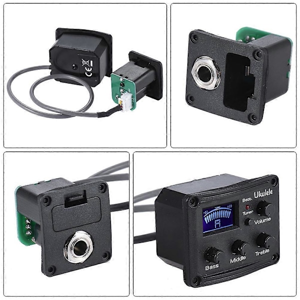 Ukulele Piezo Pickup EQ Forstærker til Ukulele LCD Display Tuner 3-Bånds EQ Equalizer
