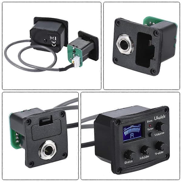 Ukulele Piezo Pickup EQ Forsterker for Ukulele LCD Display Tuner 3-Bånds EQ Equalizer