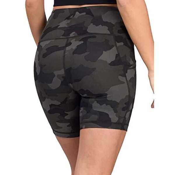Tflycq Träningsshorts för Damer Scrunch Booty Gym Yoga Byxor Kamouflage Fickor Leggings M
