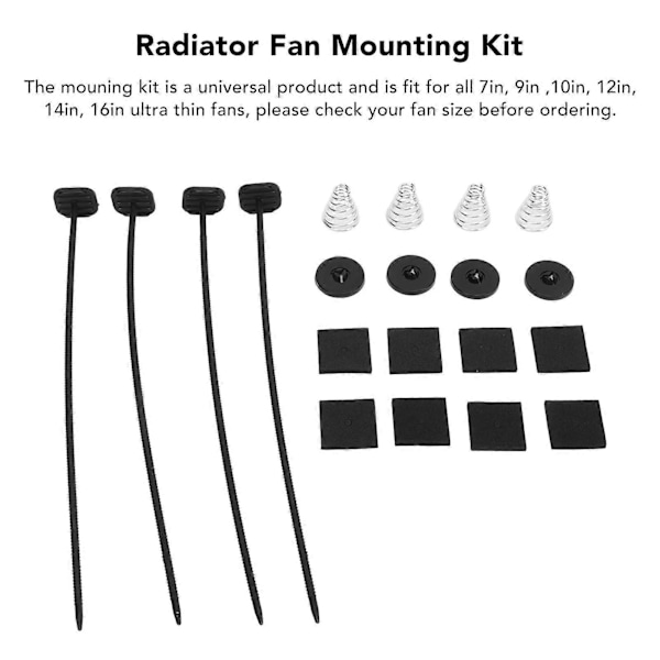 2 Sæt Fanmonteringskit Gennem Radiator Fanmonteringskit til Elektrisk Kølefan og Transmission Køler