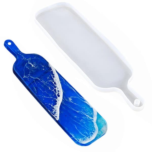 Rektangulær Håndtak Brett UV Epoxy Resin Form DIY Håndverk Hjem Dekor Støpeverktøy Serveringsbrett Plate Silikonform