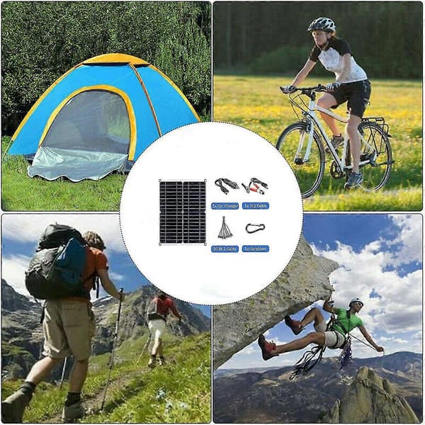 12v Bærbart Solcellepanelsett 2 Usb-laderporter Med 60a Solcelleladeregulator Off Grid Monokrystallinsk