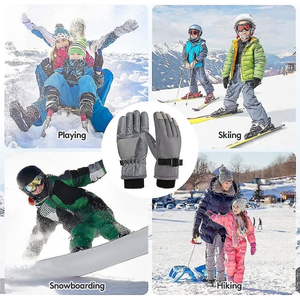 Barn Vinter Snow&Skid Handskar Ungdomshandskar för kallt väder för skidåkning Gray