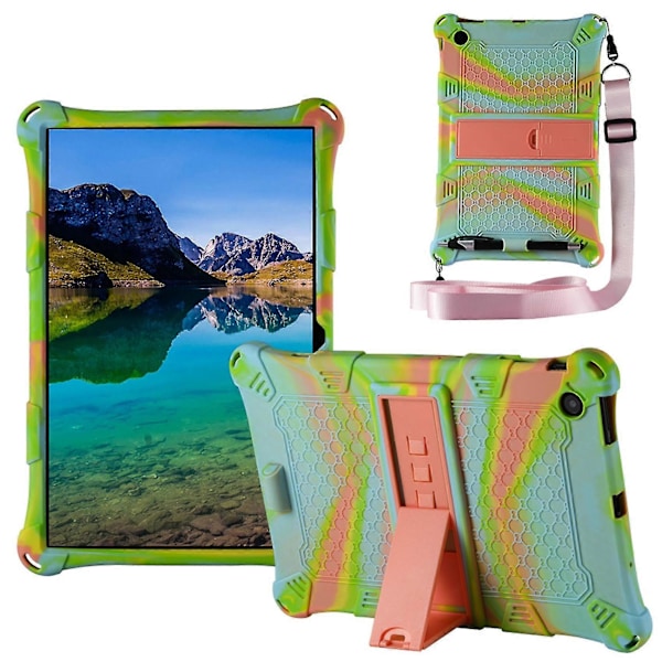 Etui for M40se 10.1 tommers nettbrett Silikonetui Anti-fall beskyttelsesetui Nettbrettstativ med stropp og