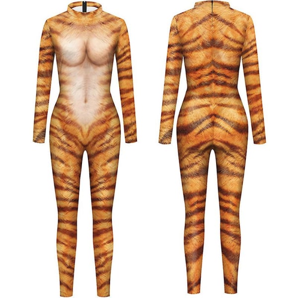 Halloween Cosplay Kostym Rolig Body Dam Spandex Zentai Suit Helkroppsdräkt Djurskalle Printed Halloween rekvisita style 3 L