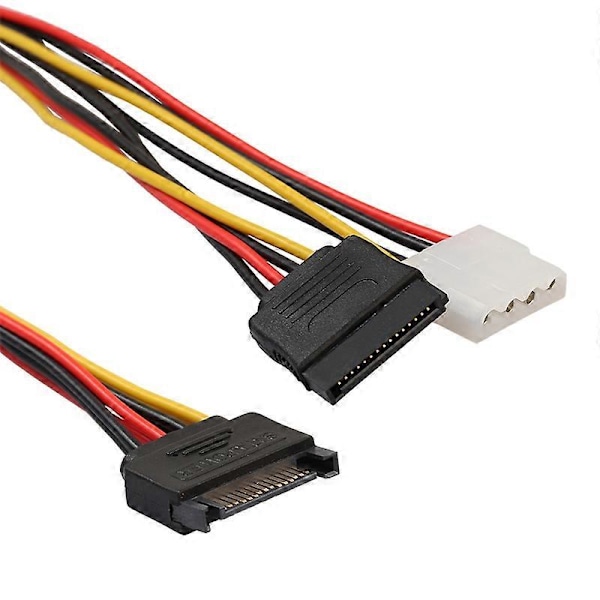 15-nastainen SATA uros - 4-nastainen IDE Molex naaras + 15-nastainen SATA naaras virtajohto