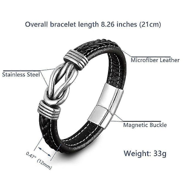 Til Min Søn Til Mit Barnebarn Armbånd, Elsker Dig For Evigt Flettet Læderarmbånd Herre Flettet Læderknude Armbånd no card no word