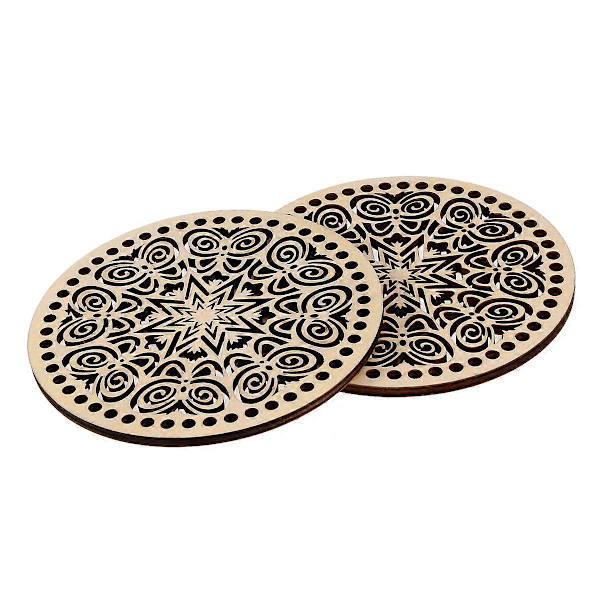 2 st Runda Skivor Trä DIY Trådväska Material Hembakat DIY Väskaccessoarer för Damer Kvinnor Flickor Storlek M Stil L
