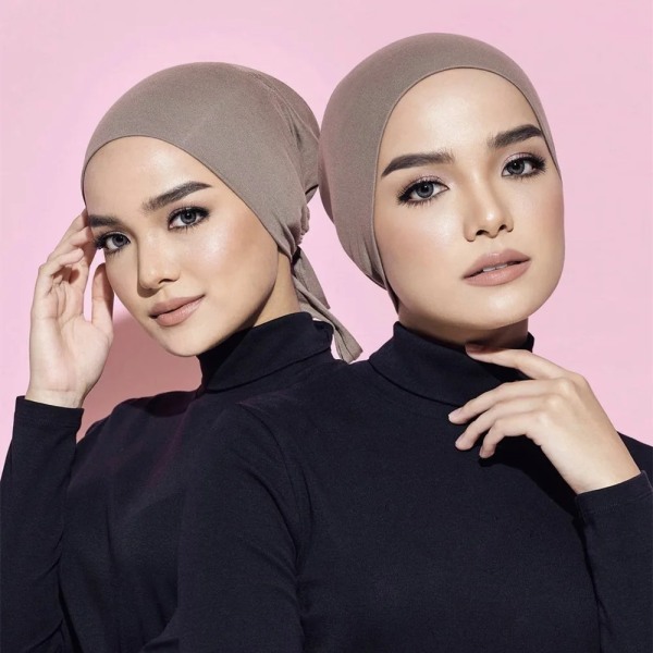 Jersey Soft Modal Muslim Turban Hat Inre Hijab Kepsar Islamisk Underscarf Bonnet India Hat Hona Headwrap Turbante Mujer Hawthom Rose