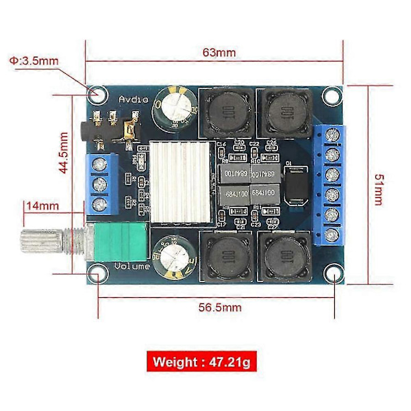 Tpa3116d2 Stereo DC 5V 24V 2x50W Høyeffekts Digital Lydforsterker For Hjemmelyd Bilstereo DIY