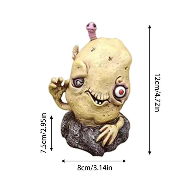 Spöklik vegetabilisk zombiestaty Hartsfigur Handmålad hartskonst Trädgårdsdekor för bordsbonsaihantverk utomhusprydnad C
