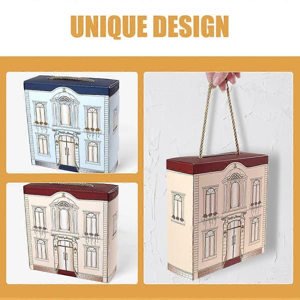 6 stk. Candy Boxes til Polterabend Papir Candy Boxes Festival Party Husformede Æsker til Slik