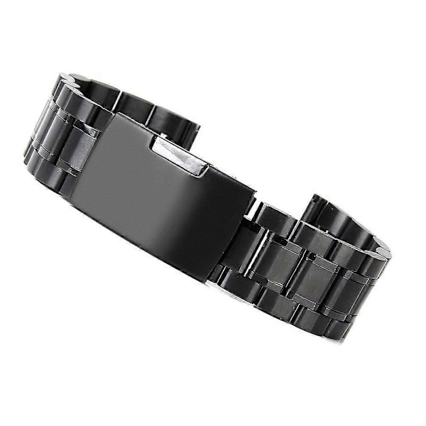 22 mm ruostumattomasta teräksestä valmistettu massiivinen rannekello rannekoru suoralla päällä ja 2 kpl jousitappeja (musta)