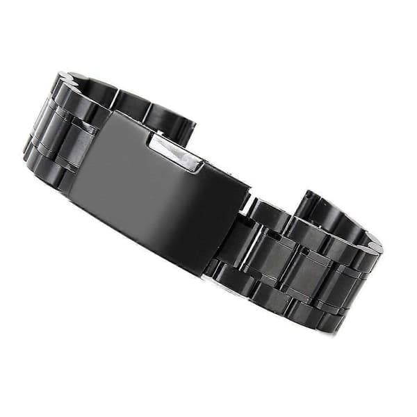 22mm Rustfrit Stål Solid Links Armbånd Urrem Lige Ende med 2 stk. Fjederstifter til Ur (Sort)