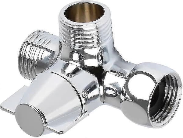 Dusjadapteromleder, kranventilbryter, 3-veis dusjbryterventil, G1/2 tommers T-adapterventil med stengeventil, solid messing, polert krom, for
