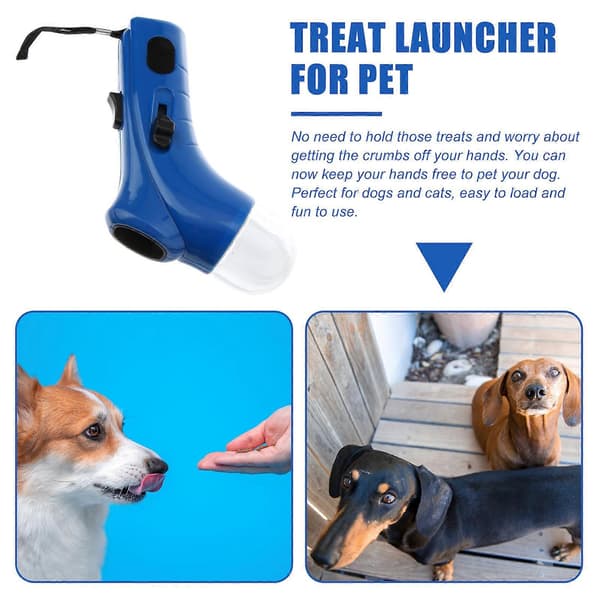 Hunde Snack Katapult Launcher Hunde Kat Godbid Launcher Snack Foder Katapult Kæledyr Interaktive Træningslegetøj (Blå)