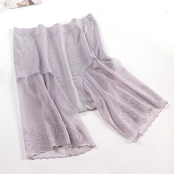 Slipshorts för kvinnor under klänning, sömlösa släta underkläder spets lår trosor säkerhetsshorts shorts under kjol Grey XL 60kg-80kg