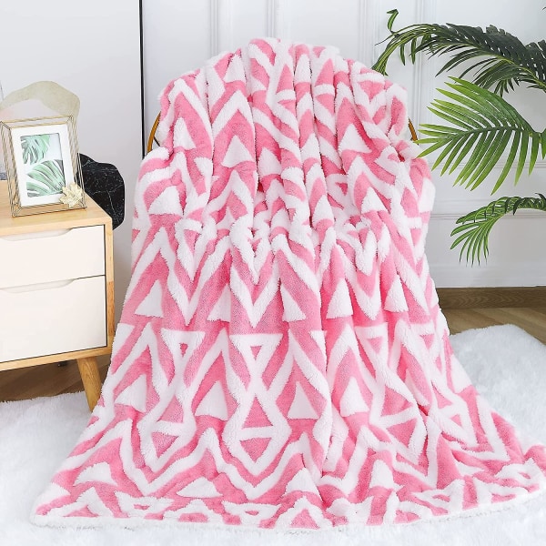 Mjuk Rosa Pläd Barnfilt För Fluffig Pläd För Säng Soffa Lätt Jacquard Sherpa Fleece Filt Sängkläder Lämplig China