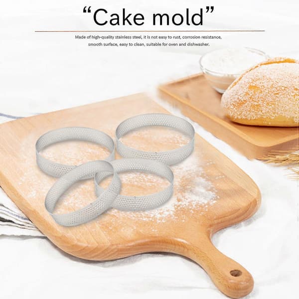 6 stk Mini Tart Ring Rustfritt Stål Tartlet Form Sirkel Kutter Pie Ring Varmebestandig Perforert