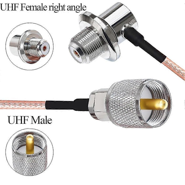 16.4ft (5m) UHF Fe Rg316 Kaapeli Antennikaapeli So239 - Pl259 Fe Oikea Auto Ext