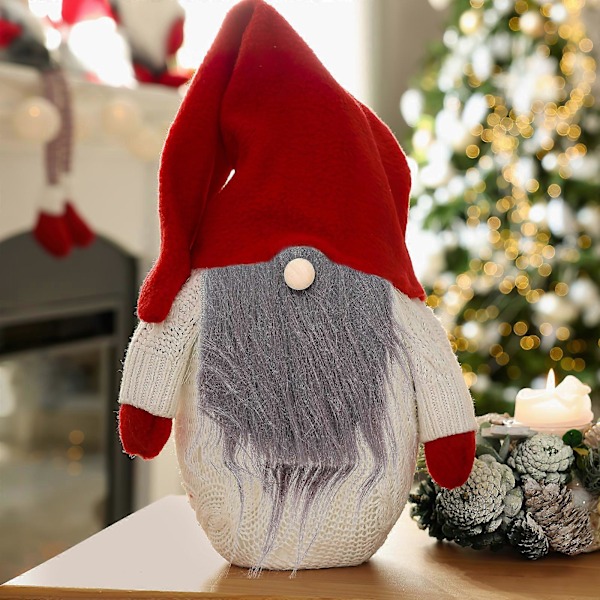 1 Set Falska Skägg och Träkulor Kit Förskurna Tomteskägg Tomte Tillverkningsmaterial