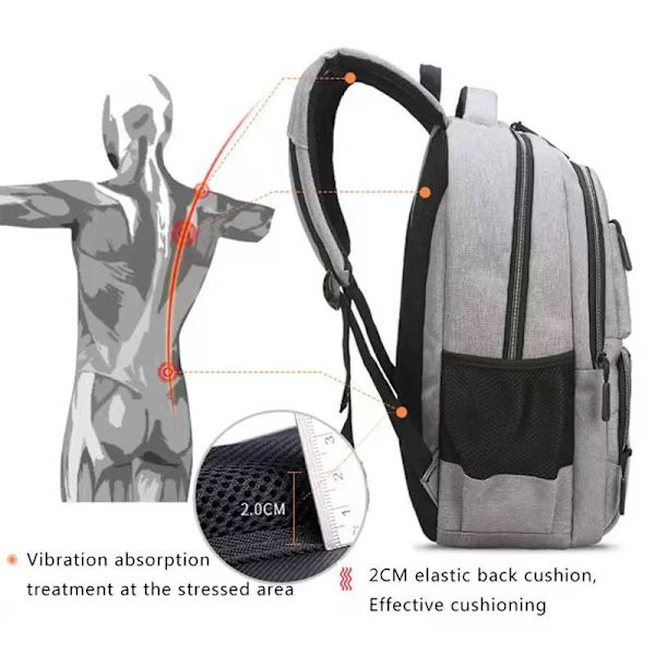 Oxford Vattentät Ryggsäck för Män, Affärs Laptop Väska, Casual Ryggsäck black 18 inches