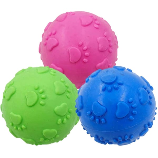 Hundleksaksboll, tuggleksaksset för hundar, hundboll, hållbar studsande tuggleksak i gummi med pip