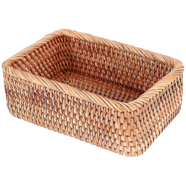 Vävd Rektangulär Korg i Wicker Frukt Te Bröd Picknick Box Kit Håll -