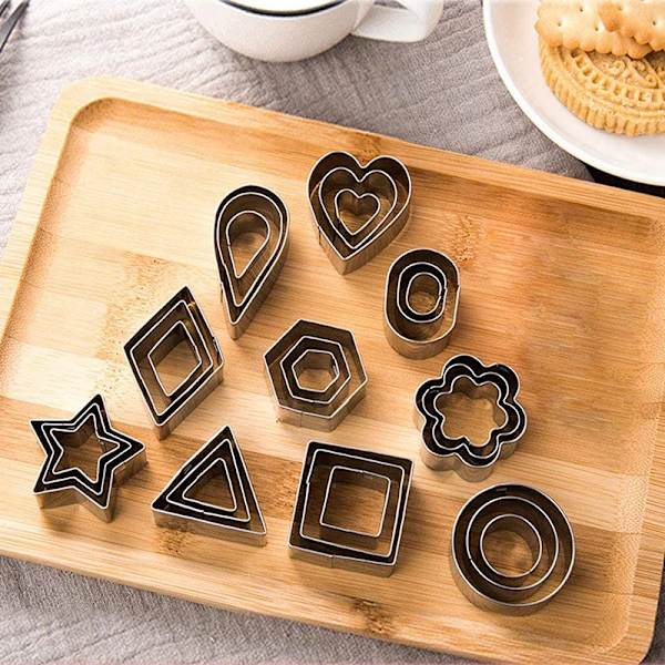 30 stk/eske Sukkerkjeksstempel i rustfritt stål, preger, kakeform, DIY, fondant, kakepynt, bakeutstyr