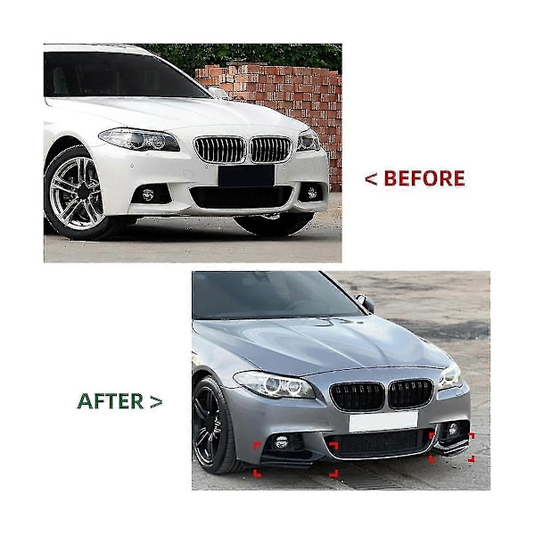 Bil Lys Sort Front Kofanger Læbe Vinkel Diffuser Splitter Spoiler Beskytter Til 5 Serie F10 F11 20 - JNNJV