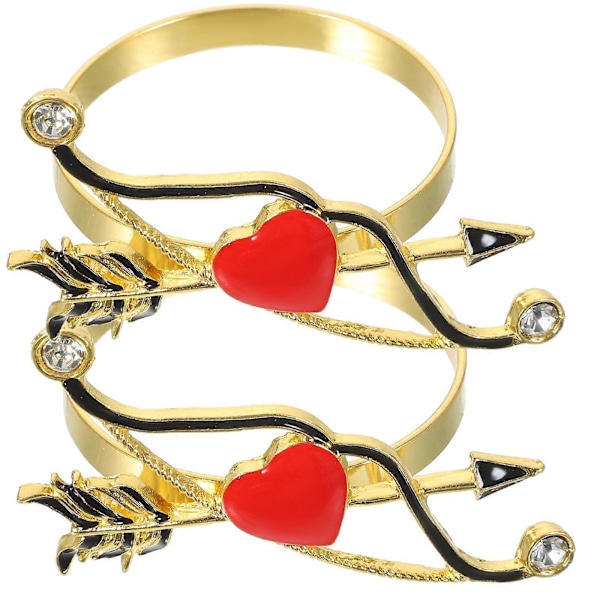 2 stk. Serviettringer til Valentinsdagen Rhinestones Serviett Holdere Legering Hjerte Design Serviettspenner
