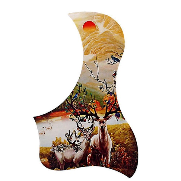 Elkmönstrad Akustisk Gitarr Plektrumskydd Självhäftande Plektrumskydd Klistermärke för Gitarr (Ljusbrun)