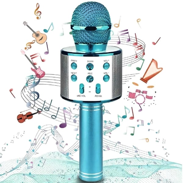 5 i 1 trådlös karaokemikrofon bärbar handhållen mikrofon högtalare Maskingåvor Blue
