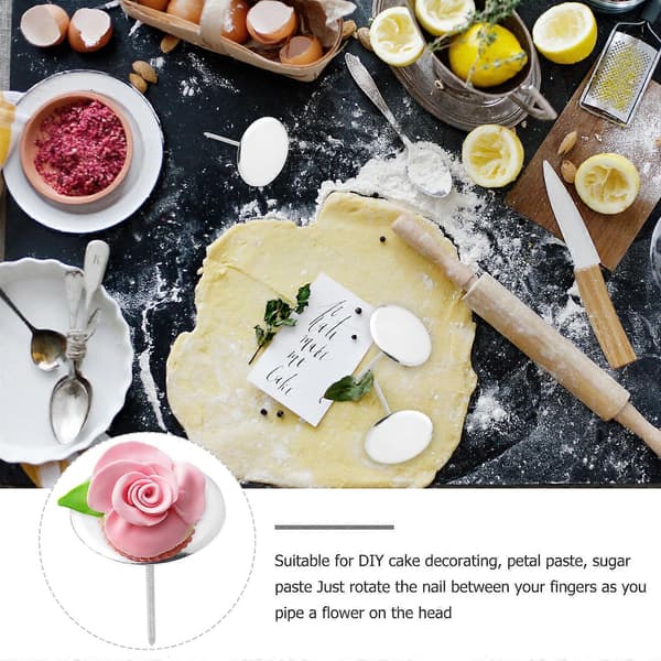 4 stk. kagebagevarme kerner i rustfrit stål blomsterdekorations søm kage cupcake dekorationsværktøjer (L, diameter 5 cm)