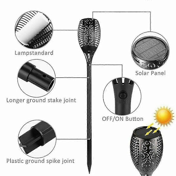 4 st Solar Fackla Dansande Ljus LED Fladdrande Utomhus Trädgårdslampa