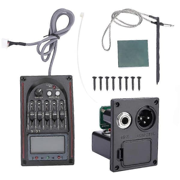Lc-5 5-bands EQ Equalizer Pickup, akustisk gitarrförförstärkare med LCD-stämapparat och volymkontroll