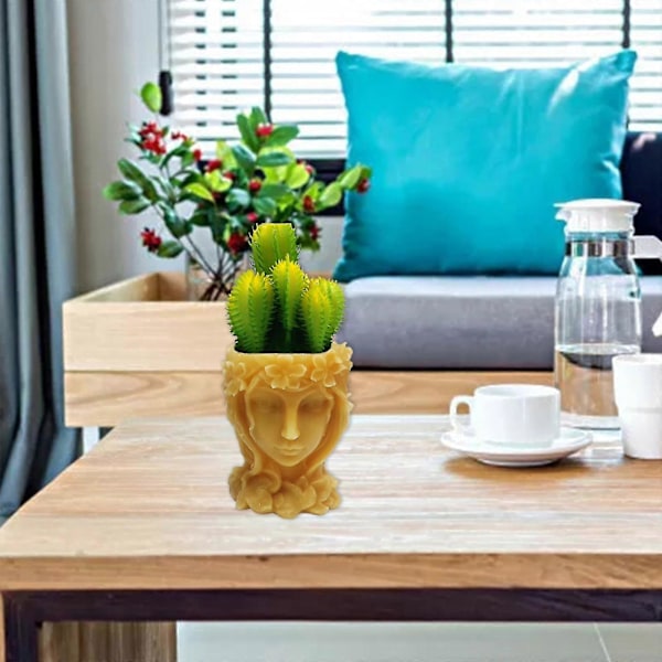 Blomsterpotte Silikoneform Langhåret Gudinde Planter Epoxy Resin Forme Boligindretning Resin Støbeværktøj Til DIY Håndværk-fg