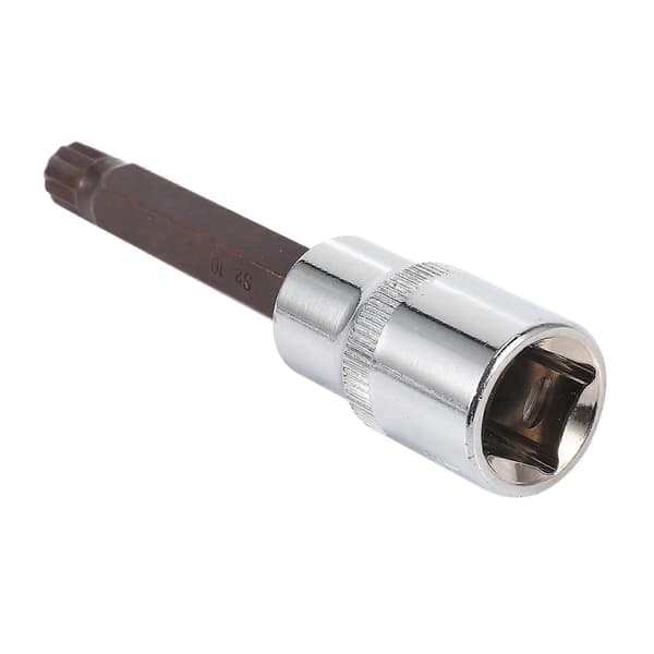 1/2-tomme Drev 10mm Triple Square Spline Bit Ekstra Lang Top, S2 Stål