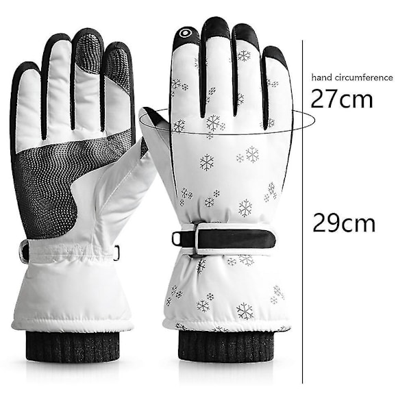 Vattentäta snöhandskar för vintern, varma neutrala skidhandskar Cheese White (Snowflake) SK22
